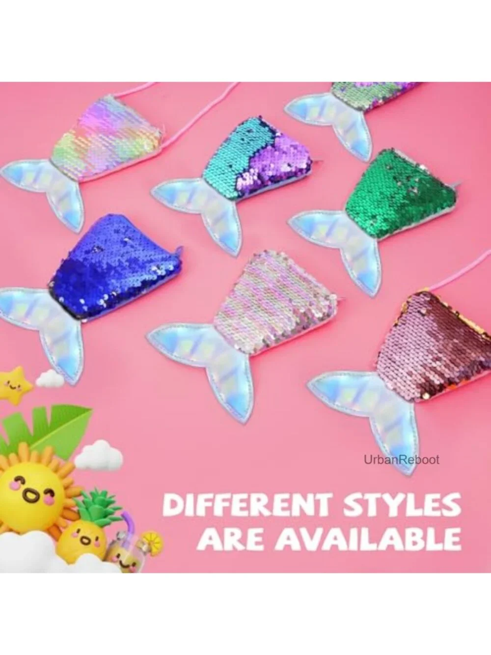 12Pc Reversible Sequin Mermaid Tail Coin Purse Mini Wallet Pouch Party Favor